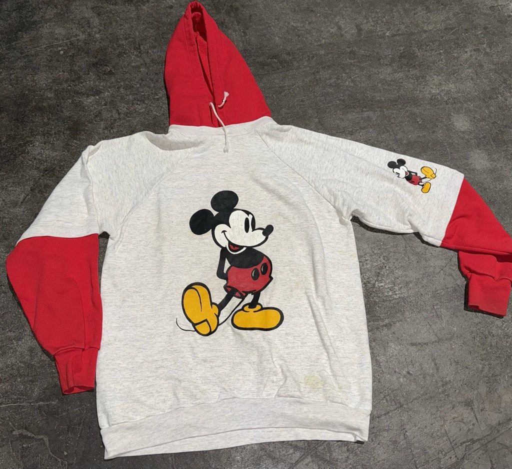 Vintage 90s Mickey Hooded Sweatshirt gym Style Wrestling Mens Large