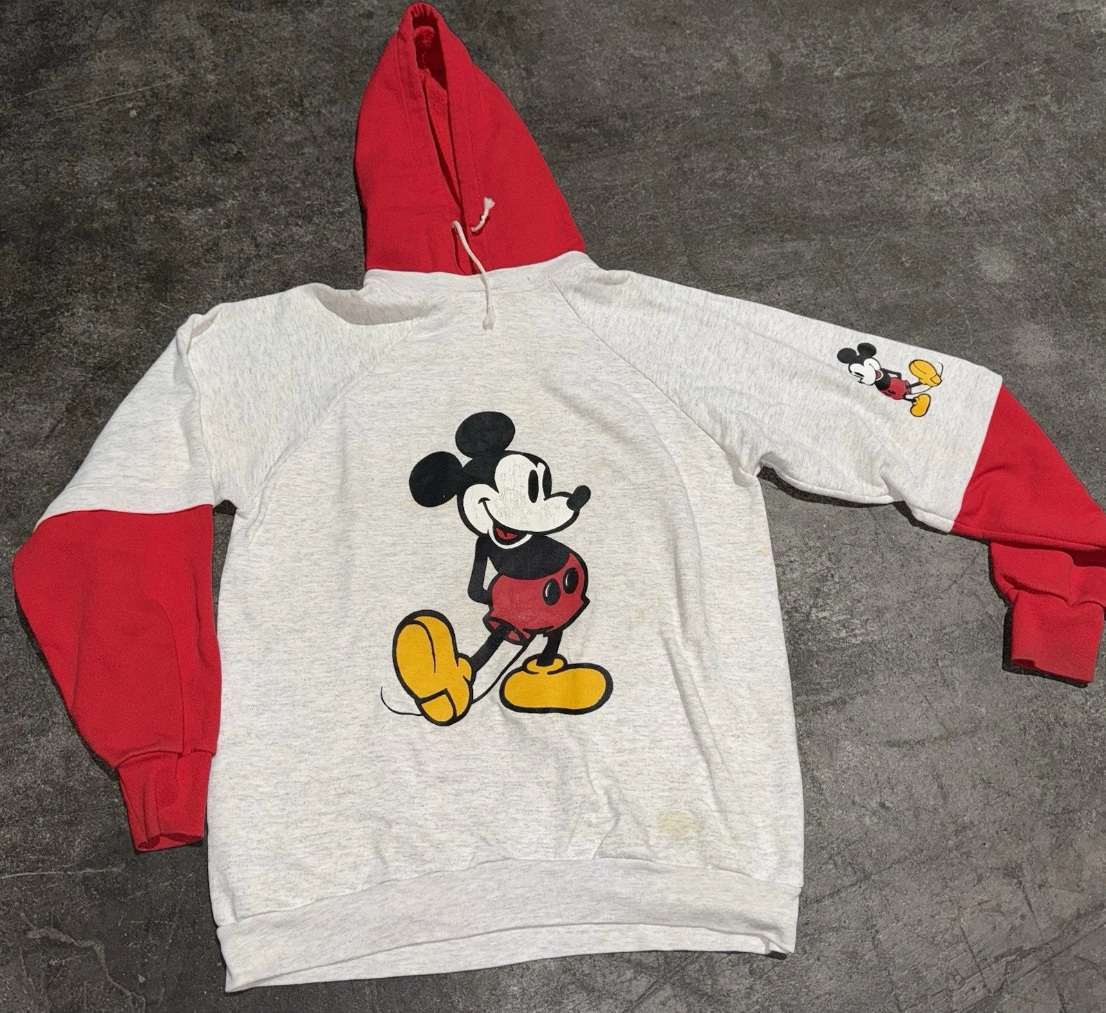 Vintage 90s Mickey Hooded Sweatshirt gym Style Wrestling Mens Large