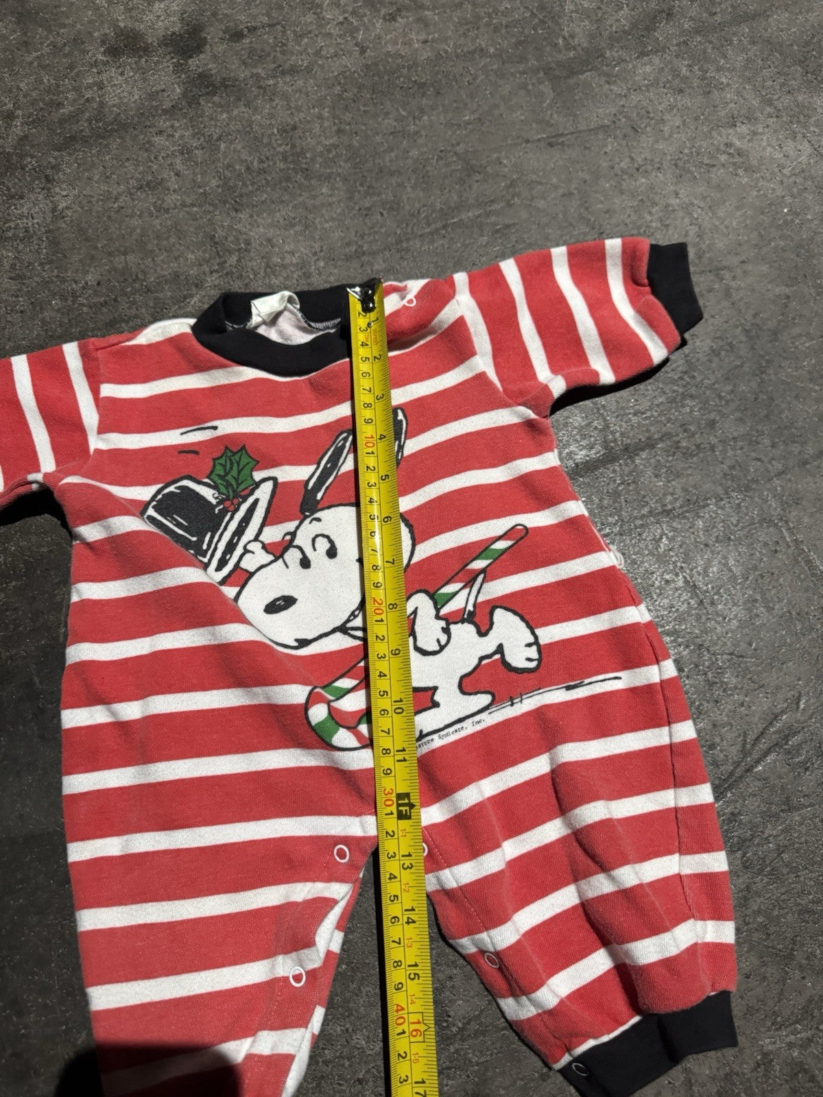 Snoopy Christmas Striped Romper One Piece 0/6 Mo