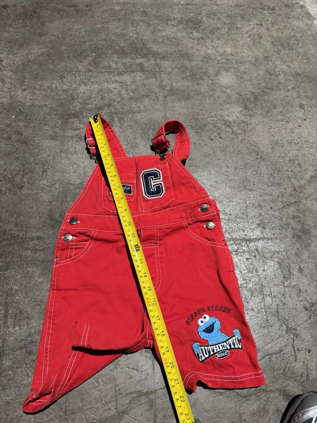 Vintage 90s Y2k Sesame Street Cookie Monster Red Denim Overalls 4T Unisex