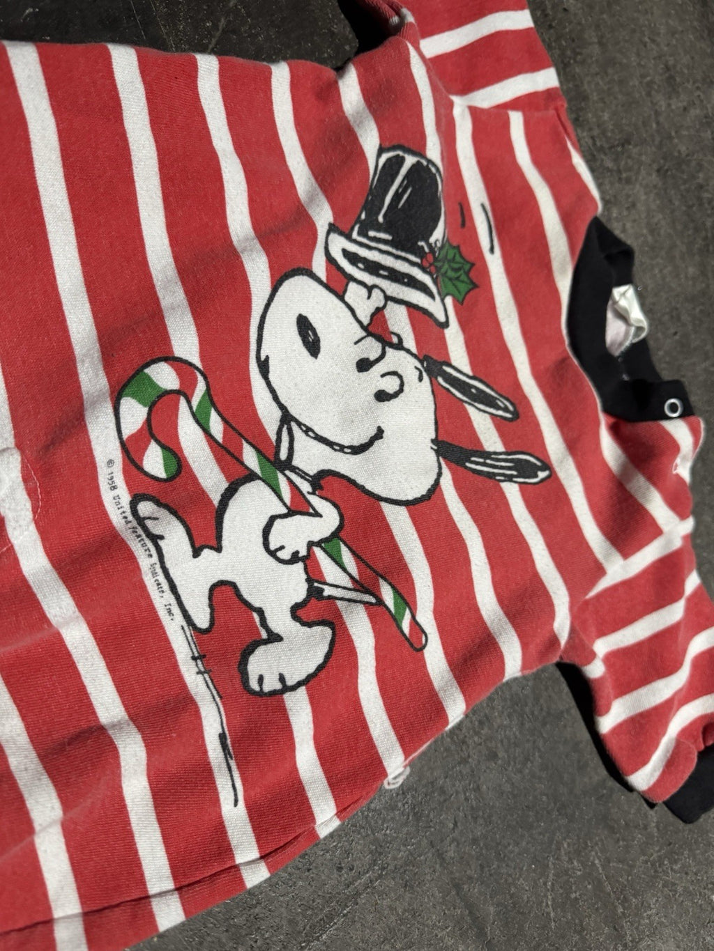 Snoopy Christmas Striped Romper One Piece 0/6 Mo