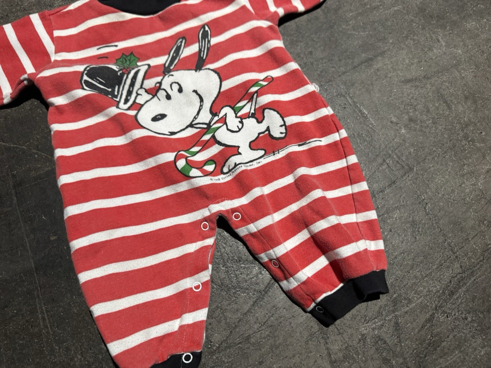Snoopy Christmas Striped Romper One Piece 0/6 Mo