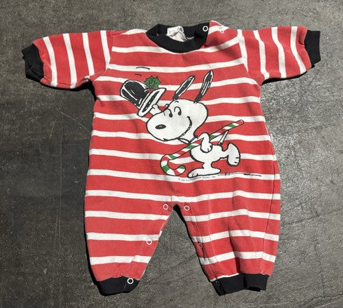 Snoopy Christmas Striped Romper One Piece 0/6 Mo