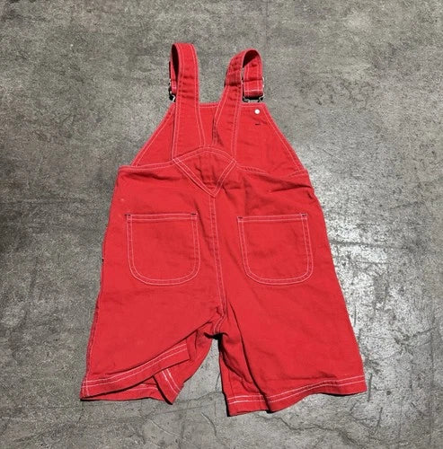 Vintage 90s Y2k Sesame Street Cookie Monster Red Denim Overalls 4T Unisex