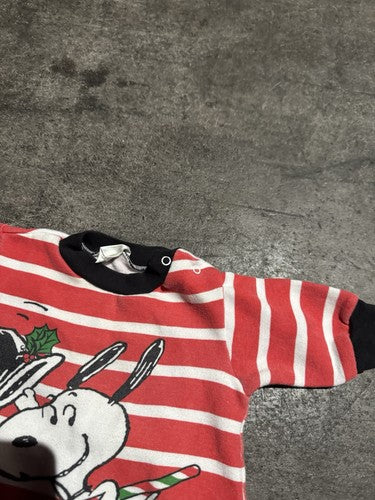 Snoopy Christmas Striped Romper One Piece 0/6 Mo