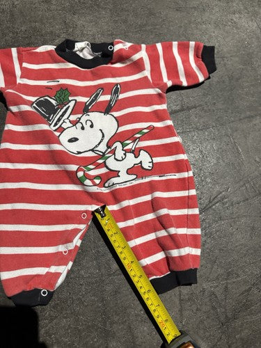 Snoopy Christmas Striped Romper One Piece 0/6 Mo